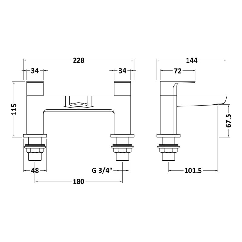 Nuie Eclipse Matt Black Bath Filler
