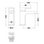 Nuie Eclipse Brushed Brass Mono Basin Mixer with Waste