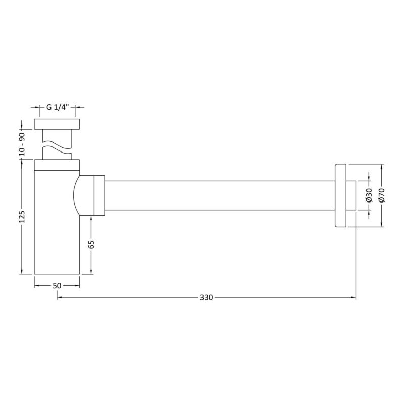 Nuie Round Black Bottle Trap 300mm Extension