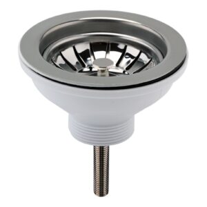 Nuie Brushed Nickel 90mm Basket Strainer Kitchen Sink Waste