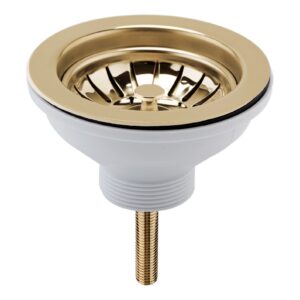 Nuie Brushed Brass 90mm Basket Strainer Kitchen Sink Waste