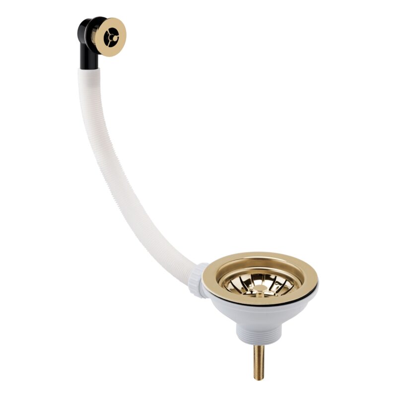 Nuie Brushed Brass 90mm Basket Strainer Waste with Overflow Nuie Brushed Brass 90mm Basket Strainer Waste with Overflow