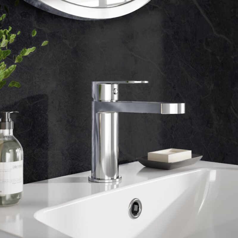 Nuie Halstatt Chrome Mono Basin Mixer & Push Button Waste