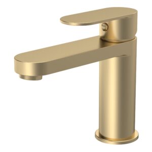 Nuie Halstatt Brushed Brass Mono Basin Mixer with Push Button Waste