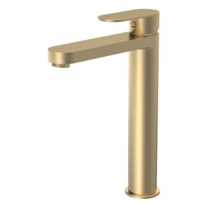 Nuie Halstatt Brushed Brass High Rise Mono Basin Mixer