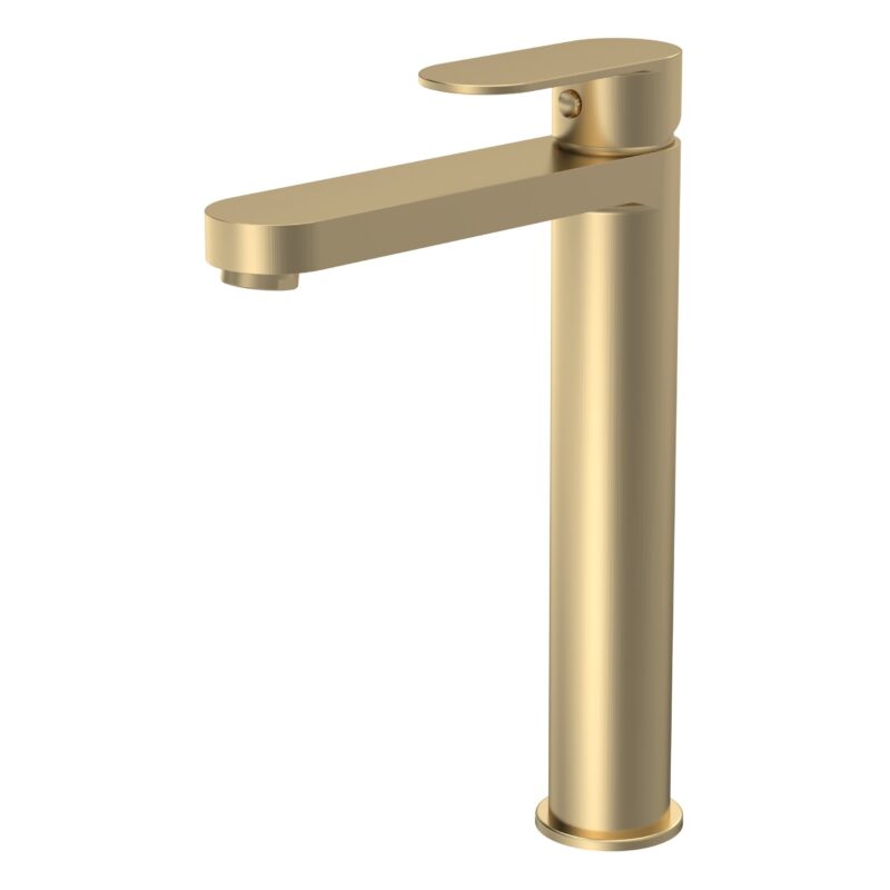Nuie Halstatt Brushed Brass High Rise Mono Basin Mixer