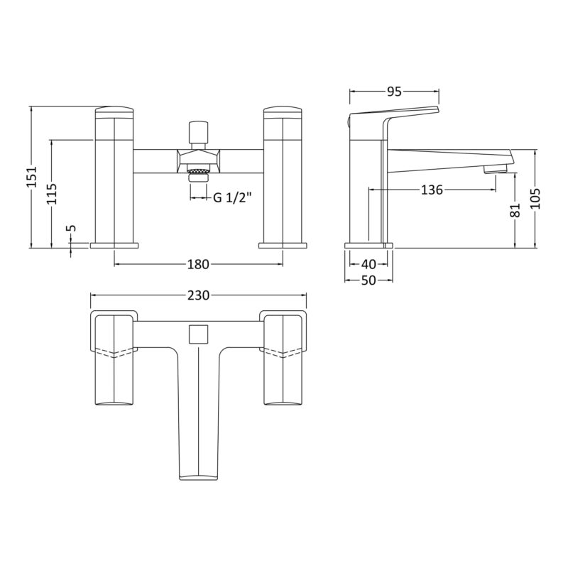 Nuie Hardy Chrome Bath Shower Mixer Tap