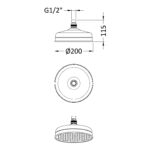 Nuie Chrome Apron Fixed Shower Head 200mm