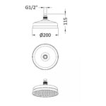 Nuie Brushed Pewter 200mm Apron Fixed Shower Head