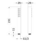 Nuie Square Brushed Pewter Minimalist Shower Handset