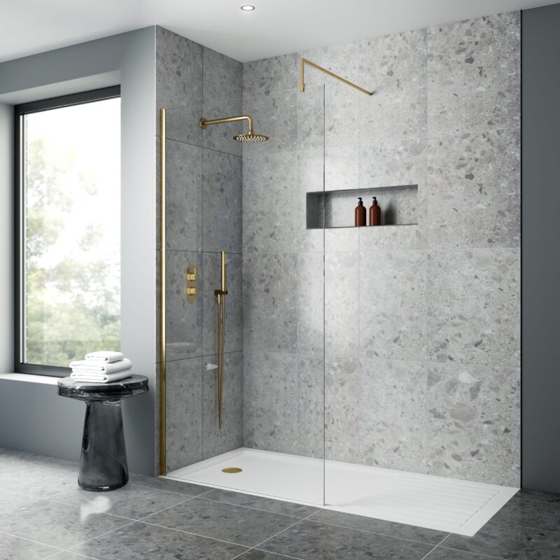 Nuie Brushed Brass Easy Clean Round Shower Handset