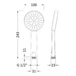 Nuie Chrome Water Saving Shower Handset