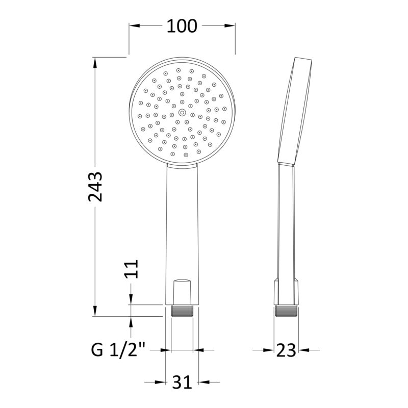 Nuie Chrome Water Saving Shower Handset
