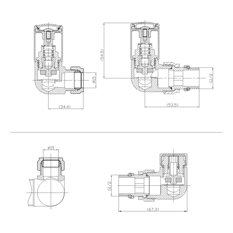 Nuie Chrome Corner Dual Fuel Radiator Valve Pack