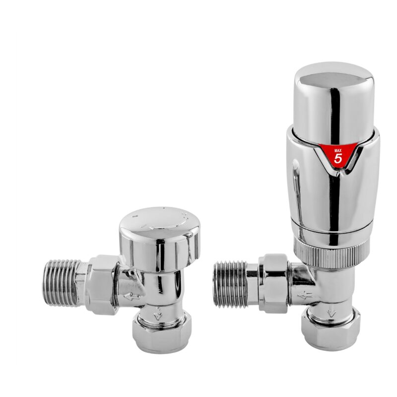 Nuie Chrome Angled Thermostatic Radiator Valve Pack Nuie Chrome Angled Thermostatic Radiator Valve Pack
