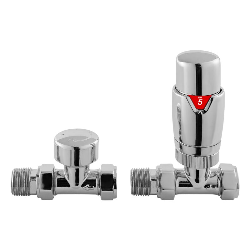 Nuie Chrome Straight Thermostatic Radiator Valve Pack Nuie Chrome Straight Thermostatic Radiator Valve Pack