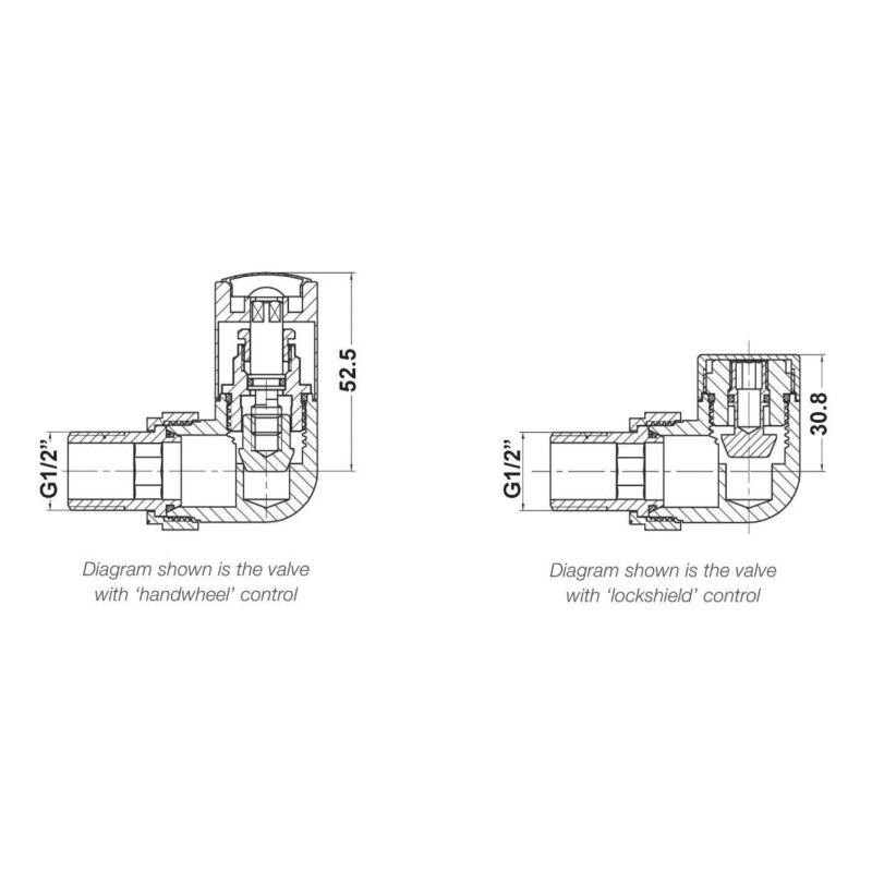 Nuie Chrome Corner Radiator Valve Pack