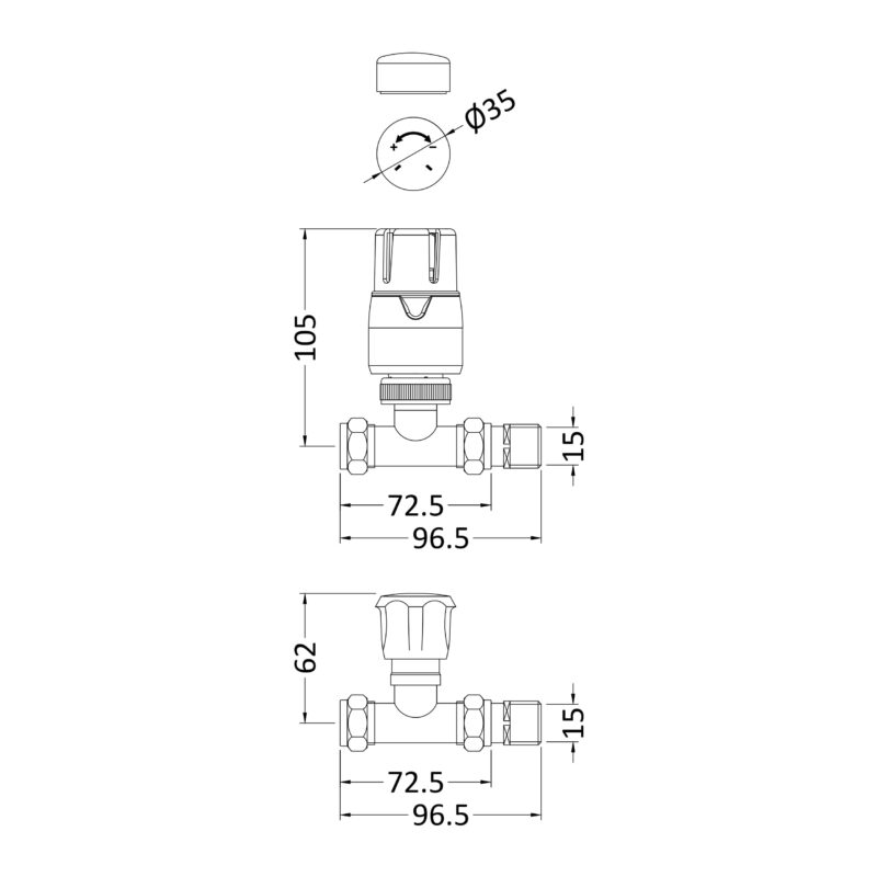 Nuie Chrome Straight Radiator Valve Pack