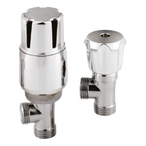 Nuie Chrome Angled Thermostatic Radiator Valve Pack