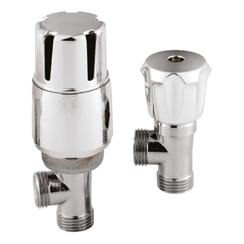 Nuie Chrome Angled Thermostatic Radiator Valve Pack Nuie Chrome Angled Thermostatic Radiator Valve Pack