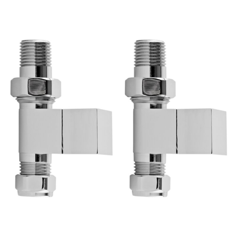 Nuie Square Chrome Straight Radiator Valve Pack Nuie Square Chrome Straight Radiator Valve Pack