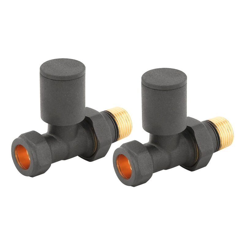 Nuie Anthracite Straight Radiator Valves Nuie Anthracite Straight Radiator Valves