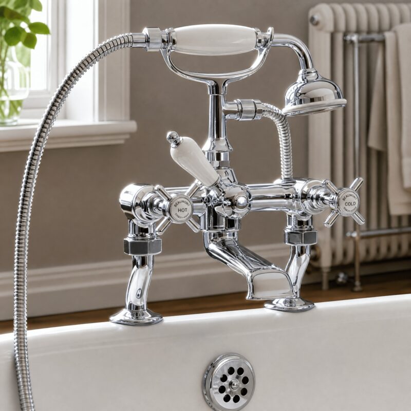 Nuie Beaumont Chrome 3/4" Cranked Bath Shower Mixer