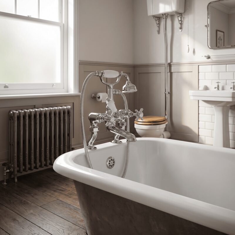 Nuie Beaumont Chrome 3/4" Cranked Bath Shower Mixer