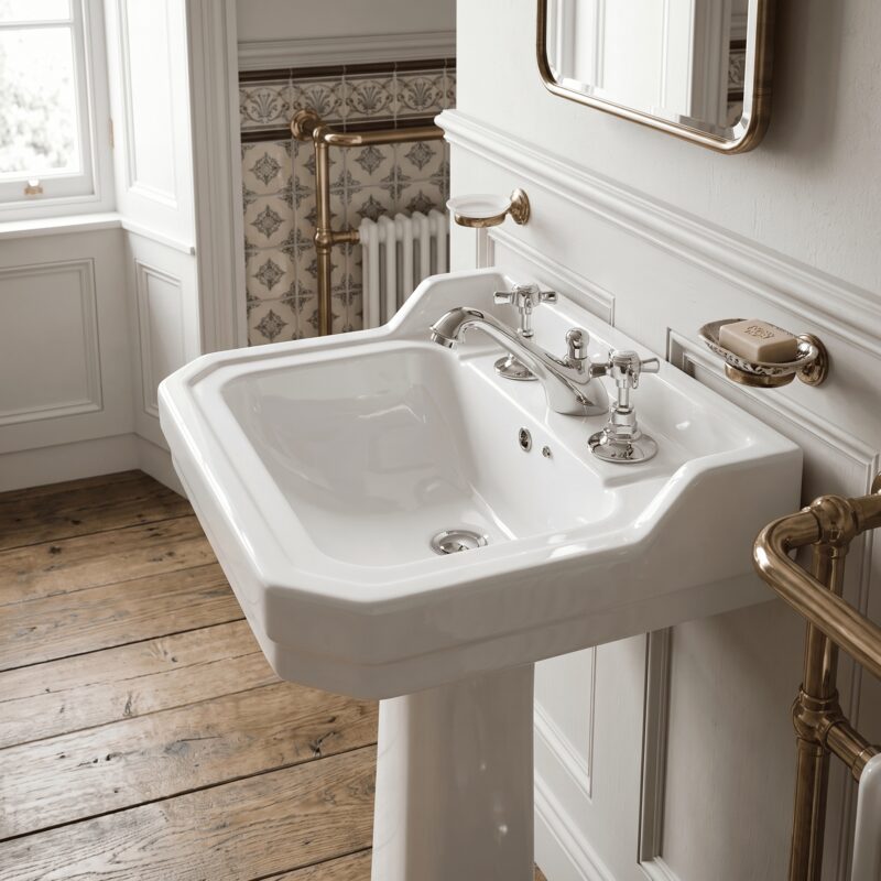 Nuie Beaumont Chrome 3 Hole Basin Mixer with Pop Up Waste