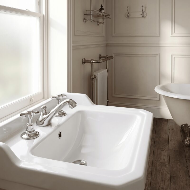 Nuie Beaumont Chrome 3 Hole Basin Mixer with Pop Up Waste