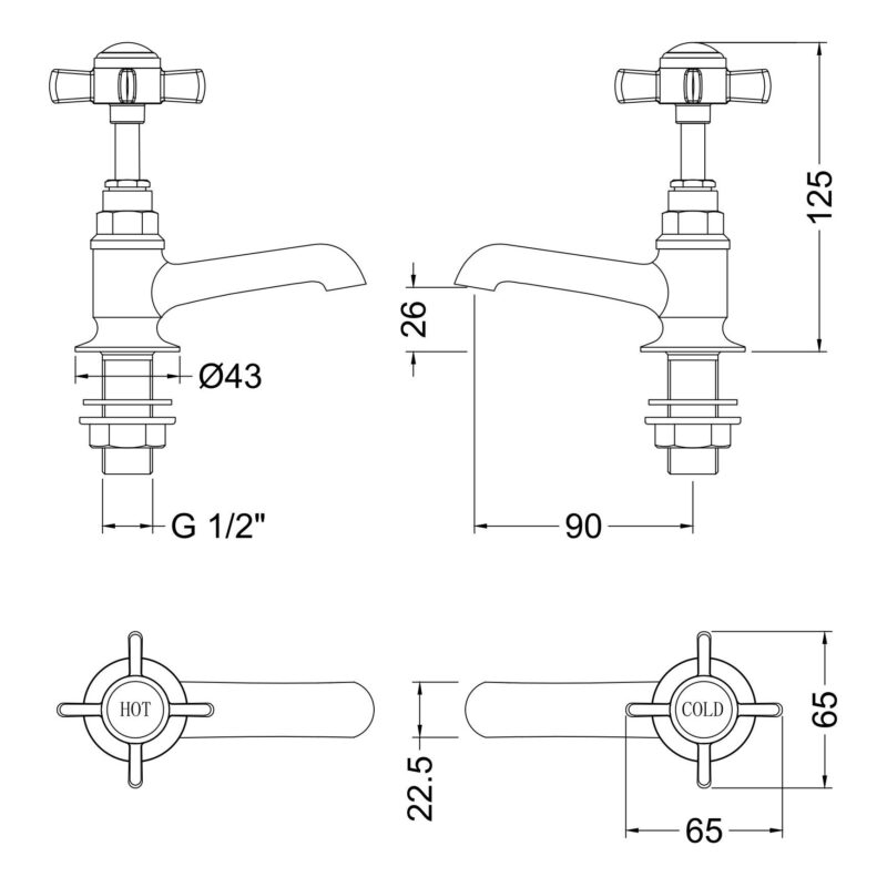 Nuie Beaumont Chrome Basin Taps