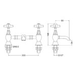 Nuie Beaumont Brushed Brass 2 Hole Basin Mixer