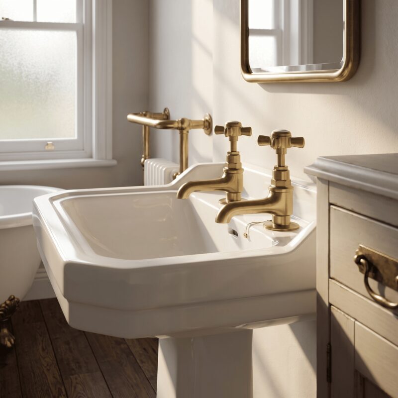 Nuie Beaumont Brushed Brass Basin Taps