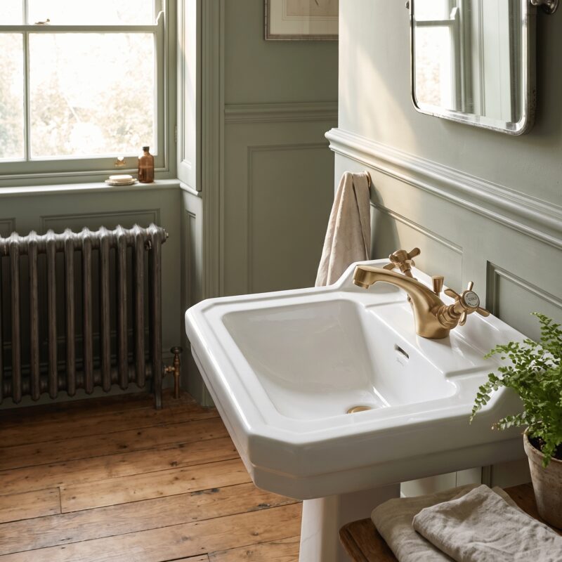 Nuie Beaumont Brushed Brass Mono Basin Mixer Tap with Waste