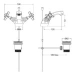 Nuie Beaumont Brushed Brass Mono Basin Mixer Tap with Waste