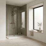 Nuie Brushed Bronze Round Thermostatic Bar Shower Valve & Rigid Riser Kit