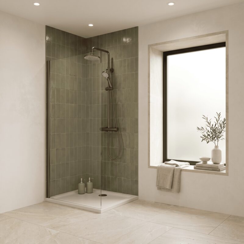 Nuie Brushed Bronze Round Thermostatic Bar Shower Valve & Rigid Riser Kit