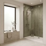 Nuie Brushed Bronze Round Thermostatic Bar Shower Valve & Rigid Riser Kit