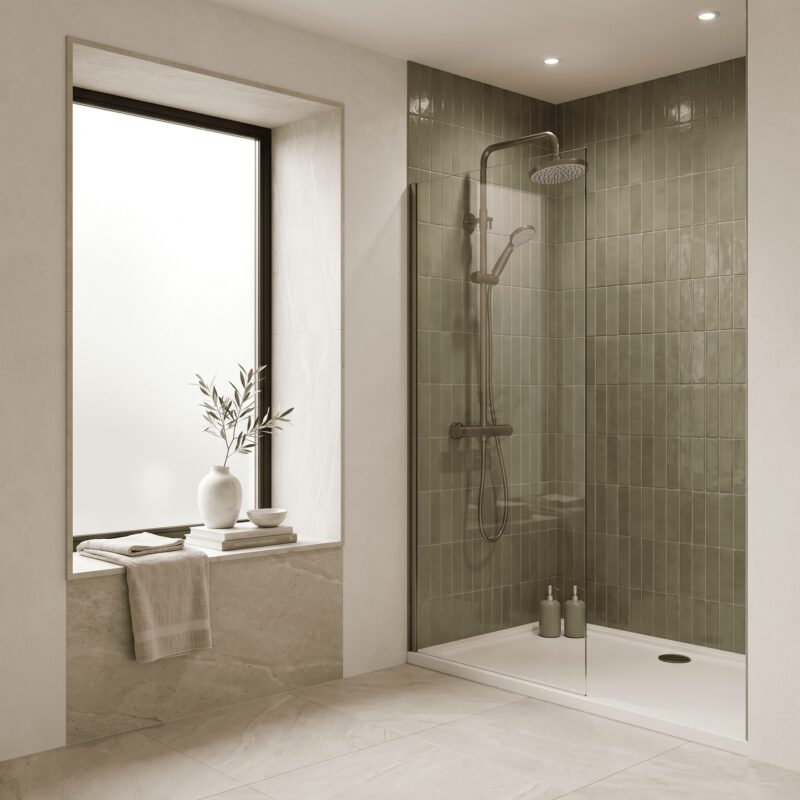 Nuie Brushed Bronze Round Thermostatic Bar Shower Valve & Rigid Riser Kit