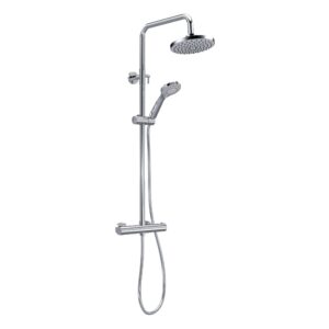 Nuie Chrome Round Thermostatic Bar Shower Valve & Rigid Riser