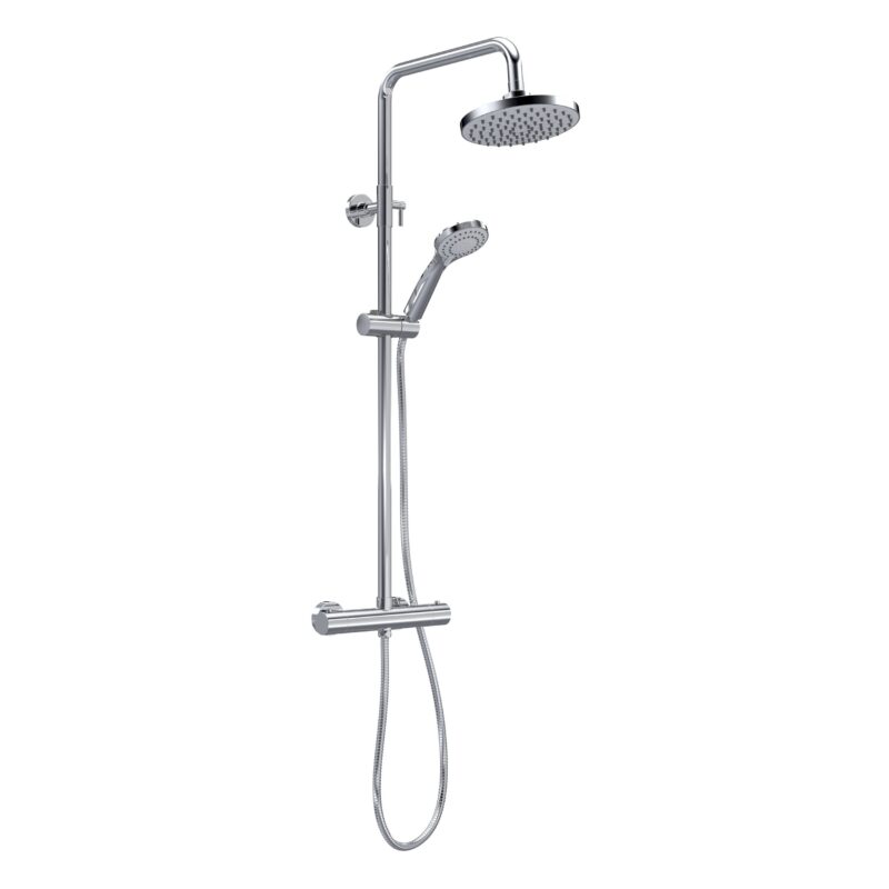 Nuie Chrome Round Thermostatic Bar Shower Valve & Rigid Riser Nuie Chrome Round Thermostatic Bar Shower Valve & Rigid Riser