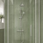 Nuie Chrome Round Thermostatic Bar Shower Valve & Rigid Riser