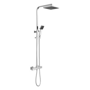 Nuie Chrome Square Thermostatic Bar Shower Valve & Rigid Riser