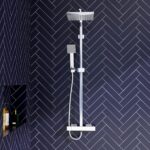 Nuie Chrome Square Thermostatic Bar Shower Valve & Rigid Riser