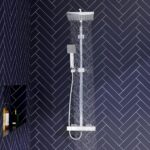 Nuie Chrome Square Thermostatic Bar Shower Valve & Rigid Riser