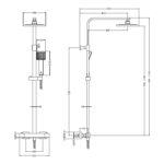 Nuie Chrome Square Thermostatic Bar Shower Valve & Rigid Riser