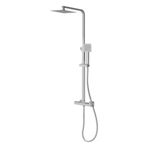 Nuie Chrome Square Dual Outlet Bar Shower Valve & Rigid Riser Kit
