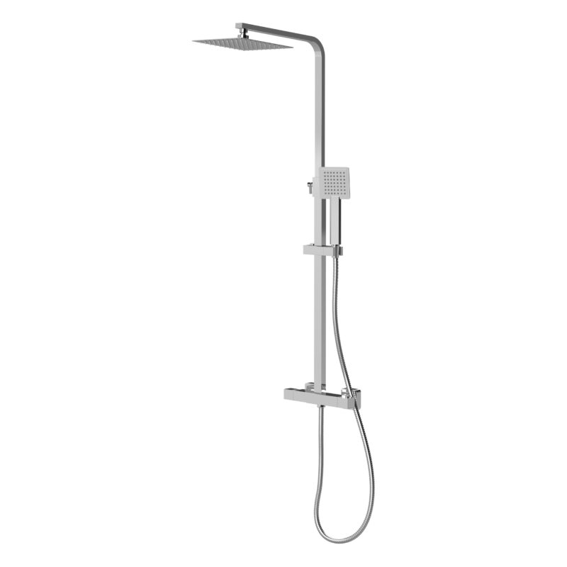 Nuie Chrome Square Dual Outlet Bar Shower Valve & Rigid Riser Kit Nuie Chrome Square Dual Outlet Bar Shower Valve & Rigid Riser Kit