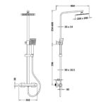Nuie Chrome Square Dual Outlet Bar Shower Valve & Rigid Riser Kit