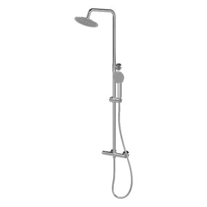 Nuie Chrome Round Dual Bar Shower Valve & Rigid Riser Kit